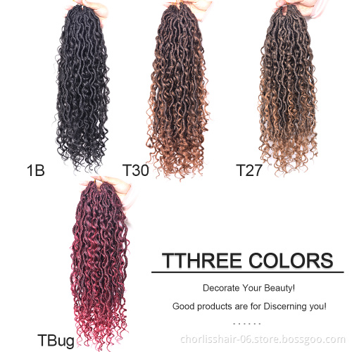 Wholesale Black Goddess Long Ombre color Faux Locs Wavy With Curly River Crochet Braids Hair Extension Afro For Black Women